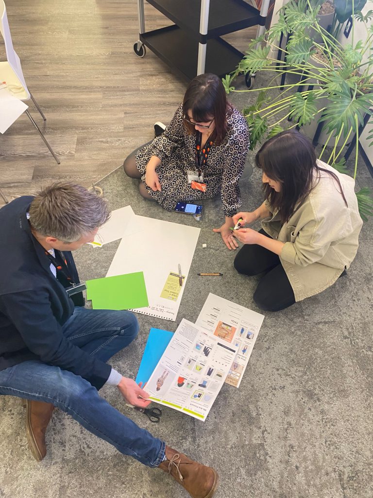 One team took it up a notch and spread out their ideas on the floor to get a better perspective.