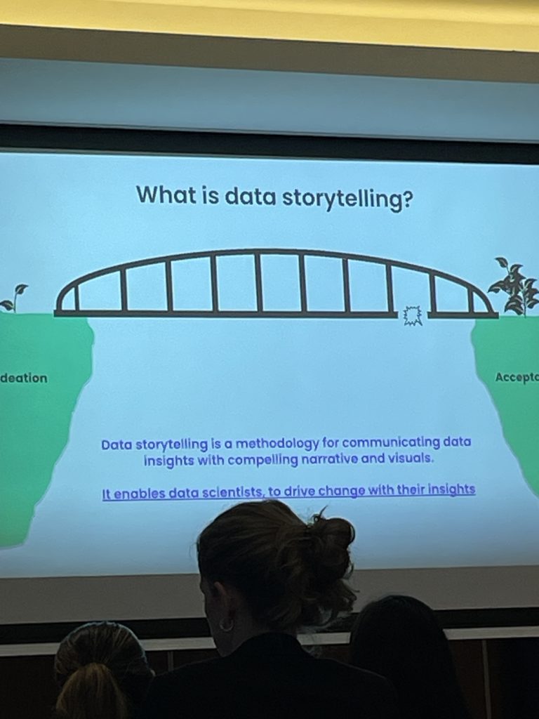 A slide from the 8 rules for effective storytelling talk, hosted by Datacamp.