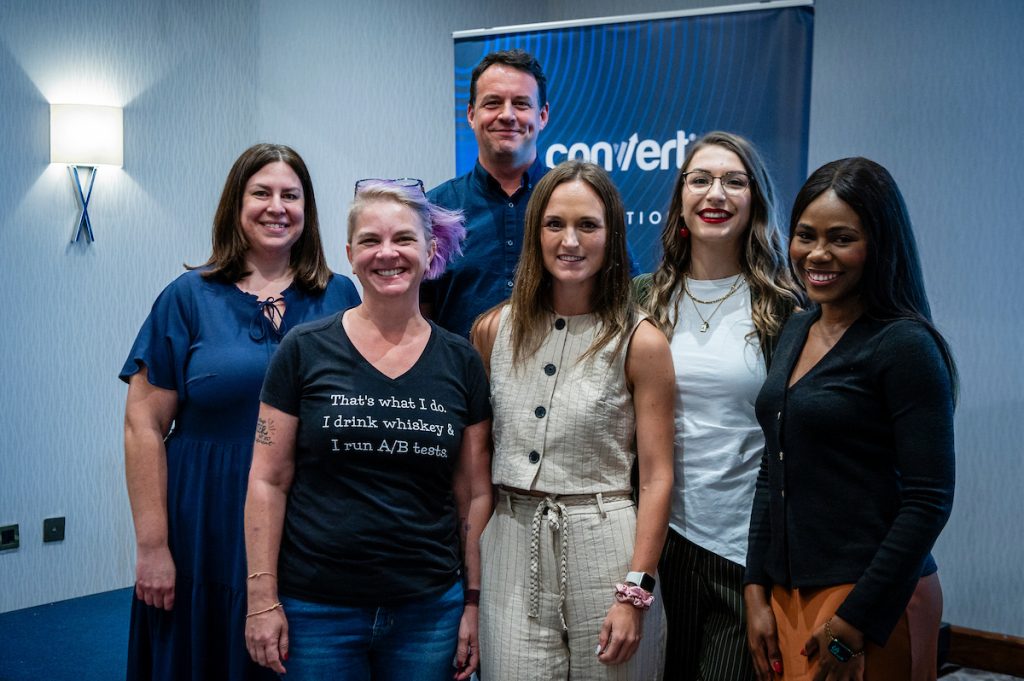 The TLC mentees pictured with Kelly Wortham, founder of the Test & Learn Community, at Experimentation Elite